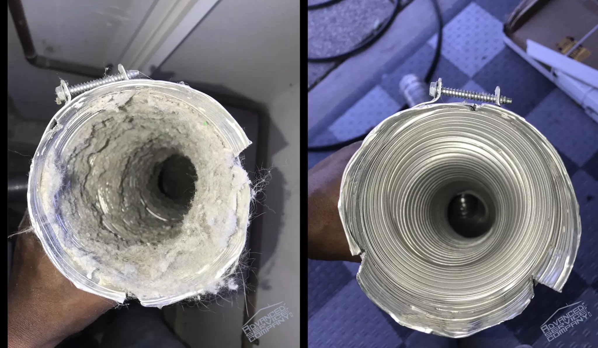 Before & After Dryer Vent Cleaning